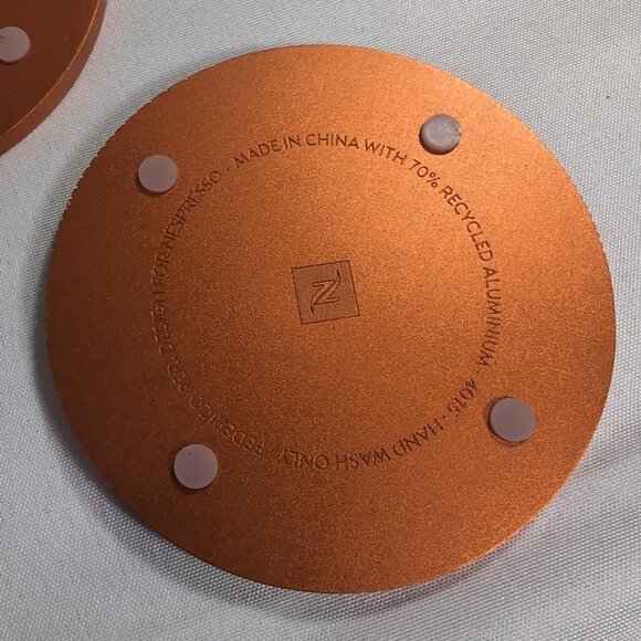 2x Nespresso Barista Limited Collection Coasters Federico Peri Orange Aluminum - Picture 4 of 10